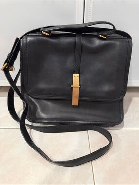 Marc by Marc Jacobs Vintage Black Leather Mini Messenger Bag with Gold Hardware